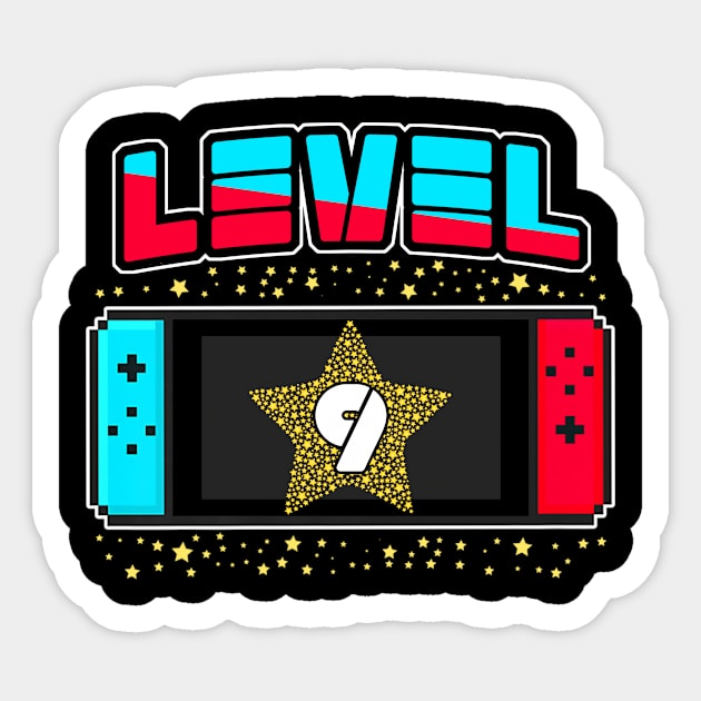 Level 9 Birthday Gifts Boy 9 Years Old Video Games Sticker by Tun Clothing